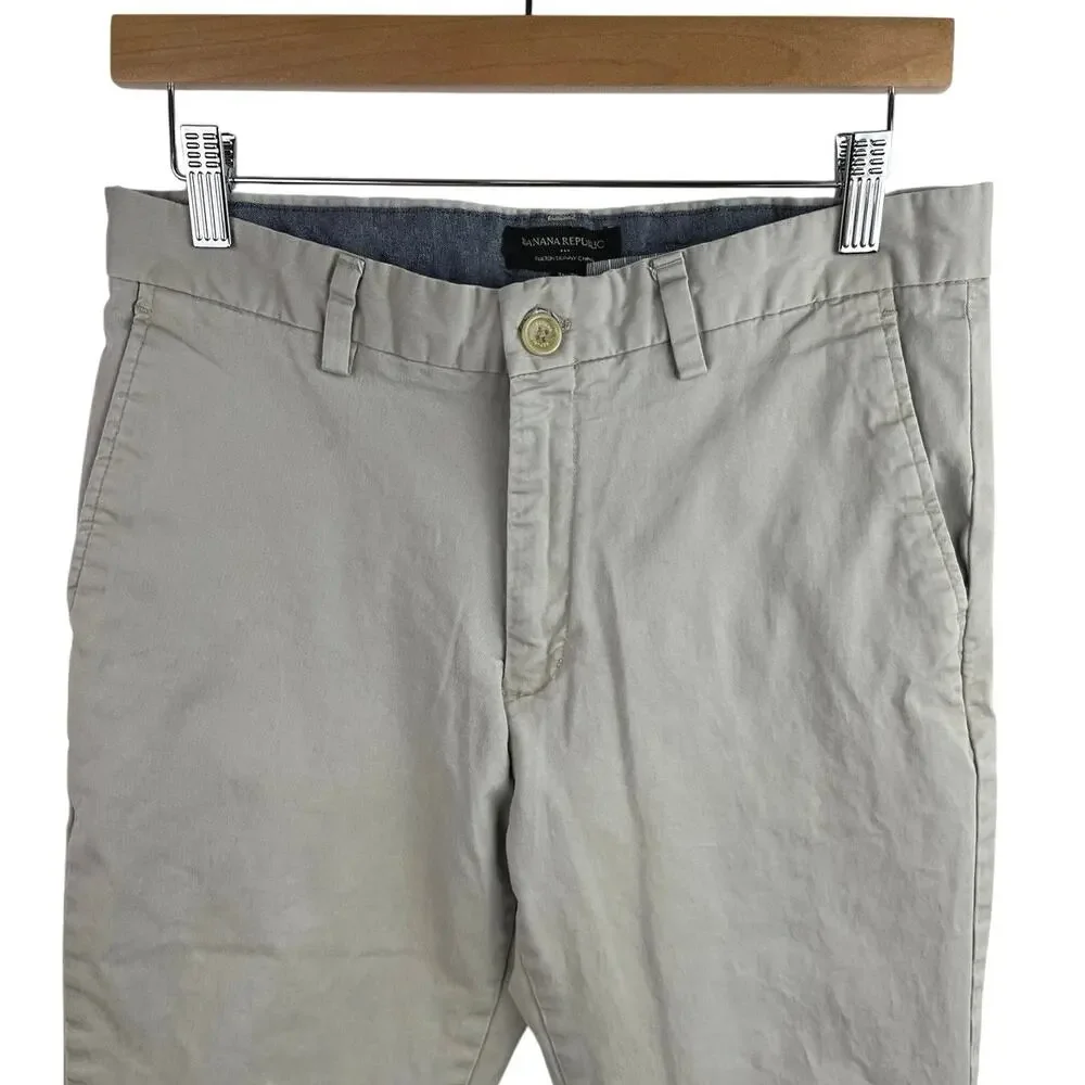 Banana Republic Fulton Skinny Chino Men's Gray Stretch Casual Pants Size 31x32